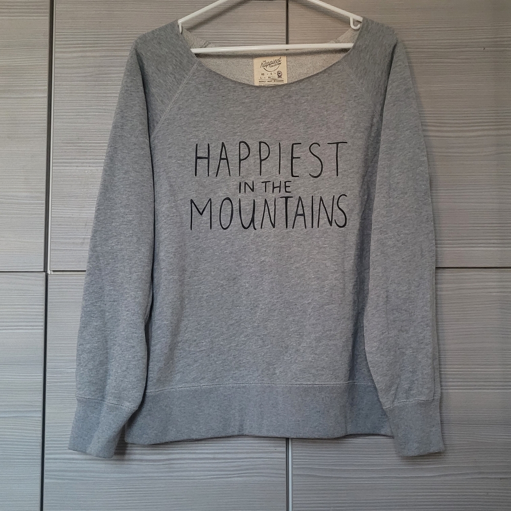 New Happiest in the Mountains Graphic Sweatshirt,100%Cotton,CANADA MADE!